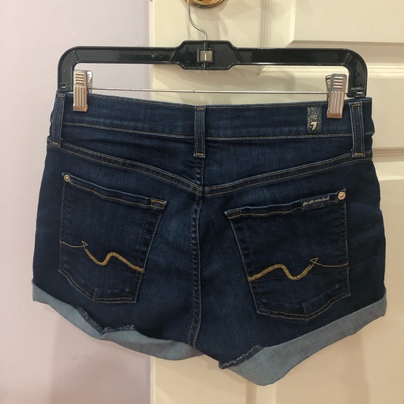 7 For All Mankind Blue Denim Shorts - Picture 3 of 4